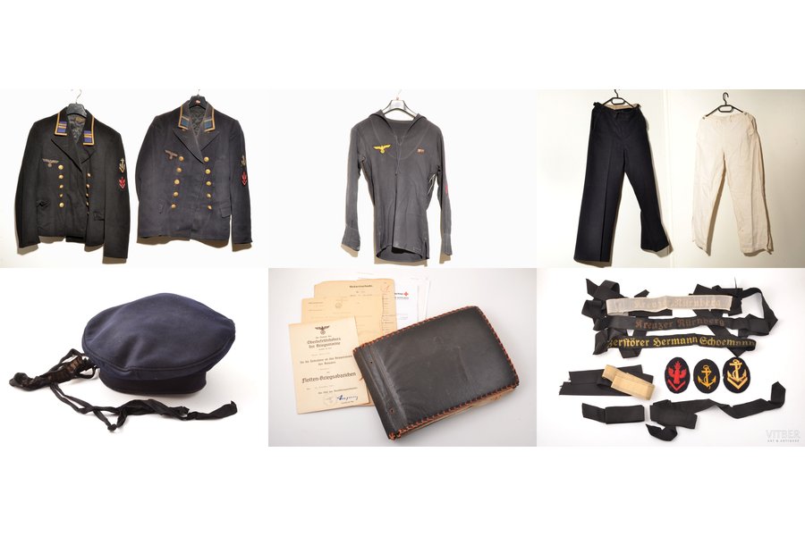 a set, Third Reich, Navy (Kriegsmarine), belonged to Otto Heinz: uniform, including sailor's cap with ribbons, insignia, set of documents and photo album, Germany, the 30-40ties of 20th cent.
