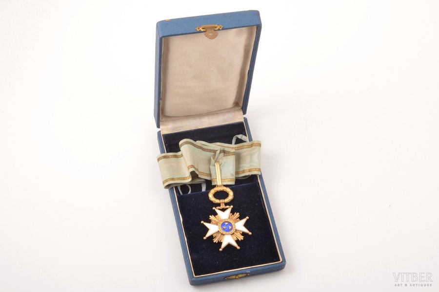 order, the Order of Three Stars, 3rd class, silver, enamel, 875 standard, Latvia, 20-30ies of 20th cent., in a case