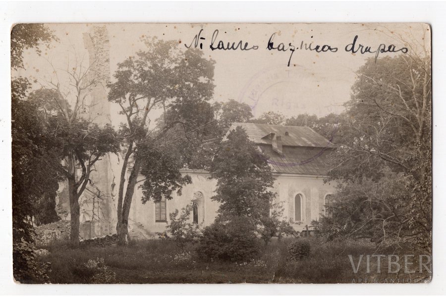 фотография, церковь, Нитауре, Латвия, 20-30е годы 20-го века, 13.8х8.6 см