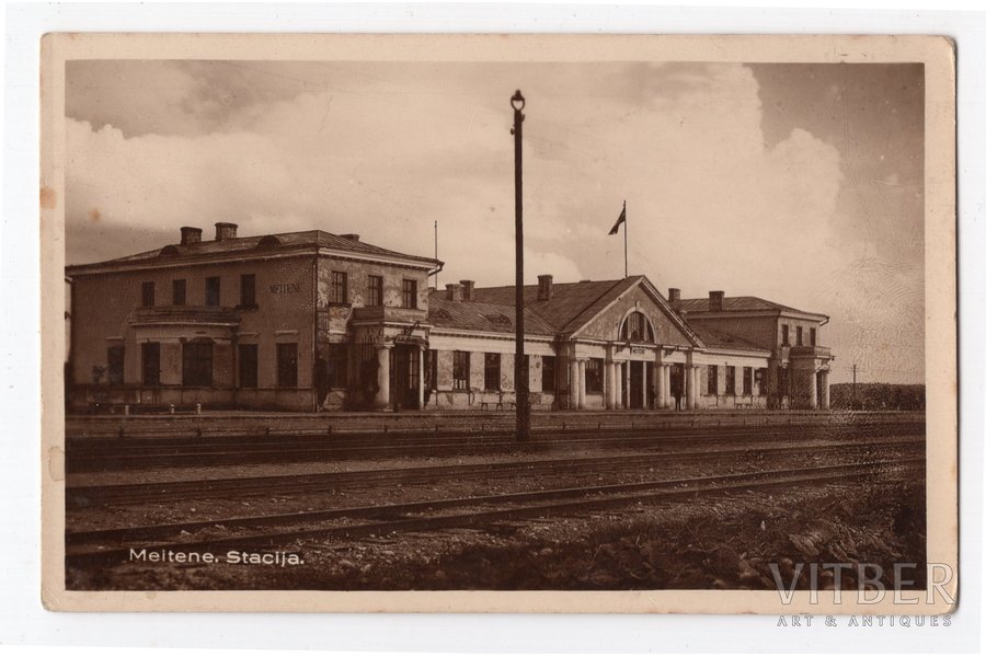 фотография, железнодорожная станция, Мейтене, Латвия, 20-30е годы 20-го века, 13.6х8.6 см