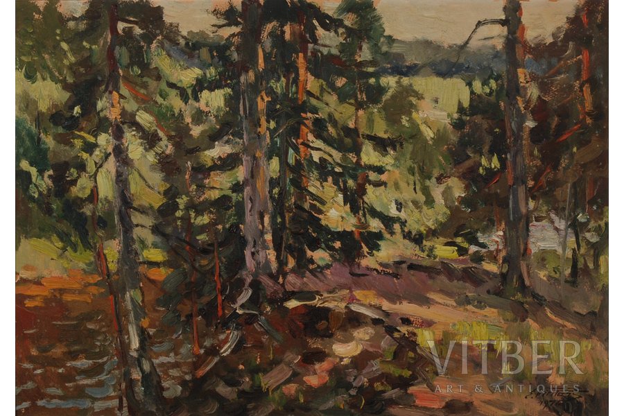 Vinters Edgars (1919-2014), Mežā, 1976 g., kartons, eļļa, 47 x 66.5 cm