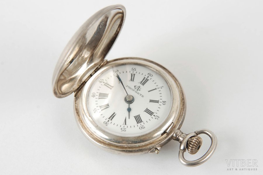 карманные часы, "Prophete", серебро, 84, 875 проба, 22.3 г, диаметр - 3 см, на ходу