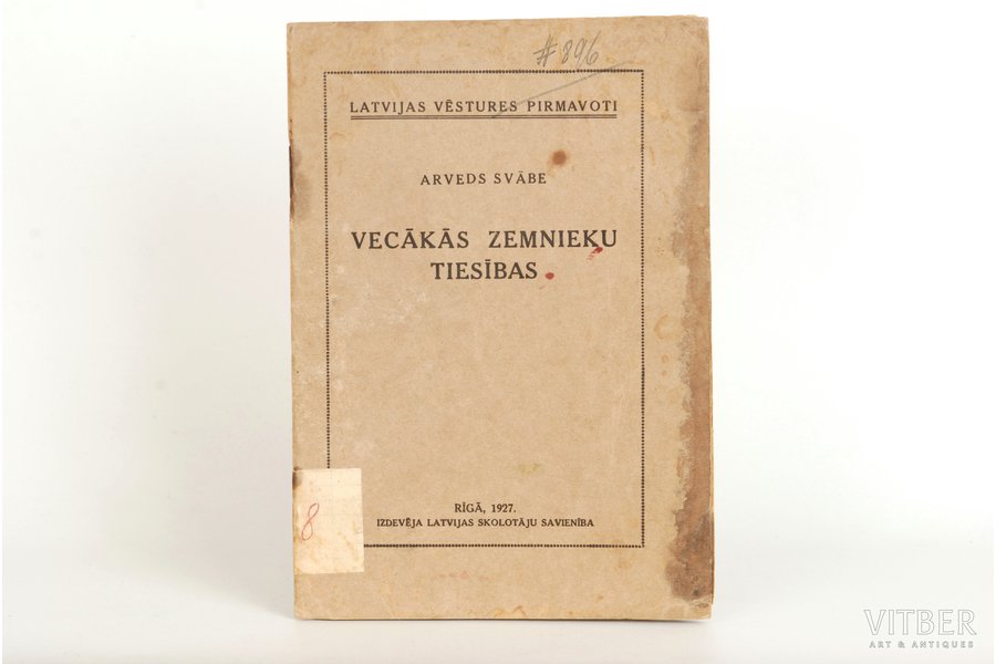 A.Švābe, "Vecākās zemnieku tiesības", 1927, Riga, 42 pages
