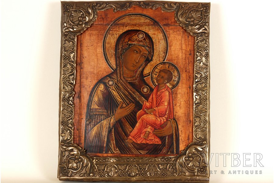 Тихвинская, Божьей матери, доска, живопиcь, Российская империя, 19-й век, 32 x 27 см