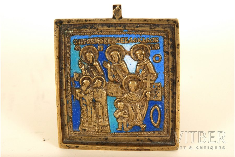 bronza, 3-krāsu emalja, Krievijas impērija, 19. gs., 6 x 5 cm