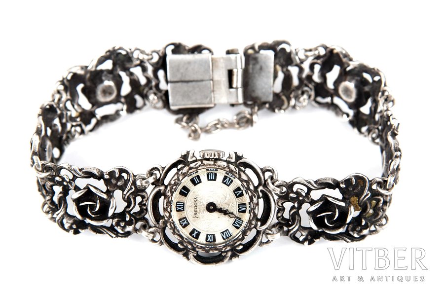 наручные часы, Preciosa (Haurex), Италия, 20-30е годы 20го века, серебро, 835 проба
