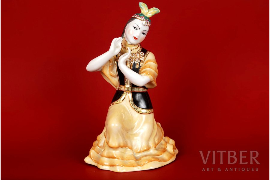 figurine, Dancing kazakh girl, porcelain, USSR, Dmitrov Porcelain Factory (Verbilki), the 60ies of 20th cent.