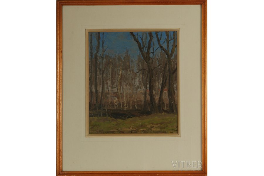 Rikmanis Janis (1901-1968), Forest, carton, oil, 23.5 x 20.5 cm