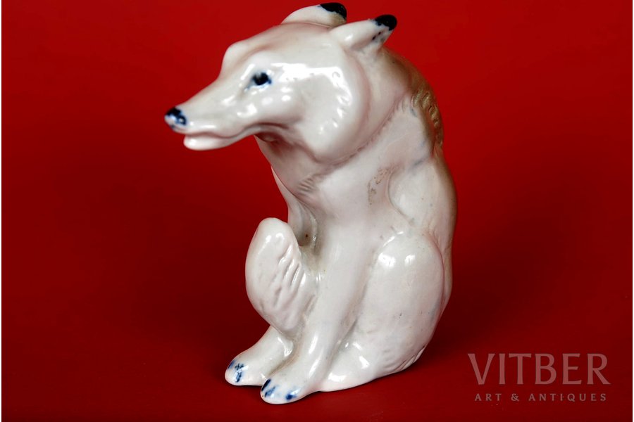 figurine, Wolf, porcelain, USSR, Dmitrov Porcelain Factory (Verbilki), the 50ies of 20th cent.