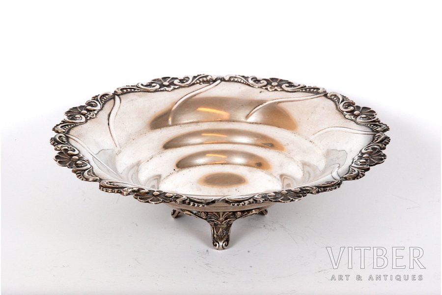 fruit dish, silver, 875 standard, 295 g, the 20-30ties of 20th cent., Latvia