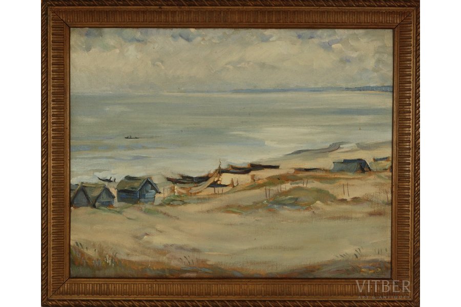 Antonovs Sergejs (1884-1956), Mellužu pludmale, ~1959 g., audekls, kartons, eļļa, 48 x 61.5 cm