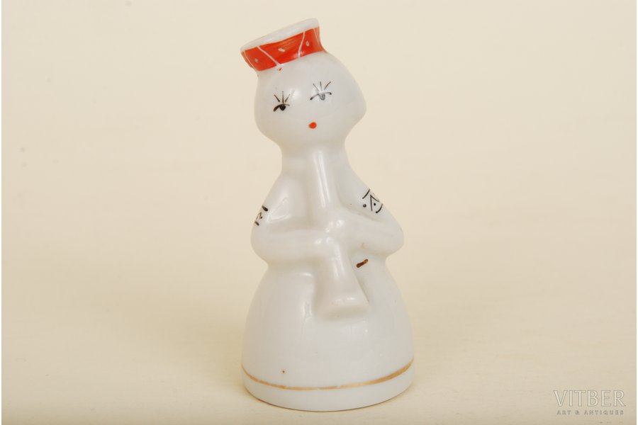 figurine, Girl from a troupe with flute, porcelain, Riga (Latvia), USSR, Riga porcelain factory, molder - Levon Agadzanjan, the 60ies of 20th cent., 6.5 cm, 1st rate