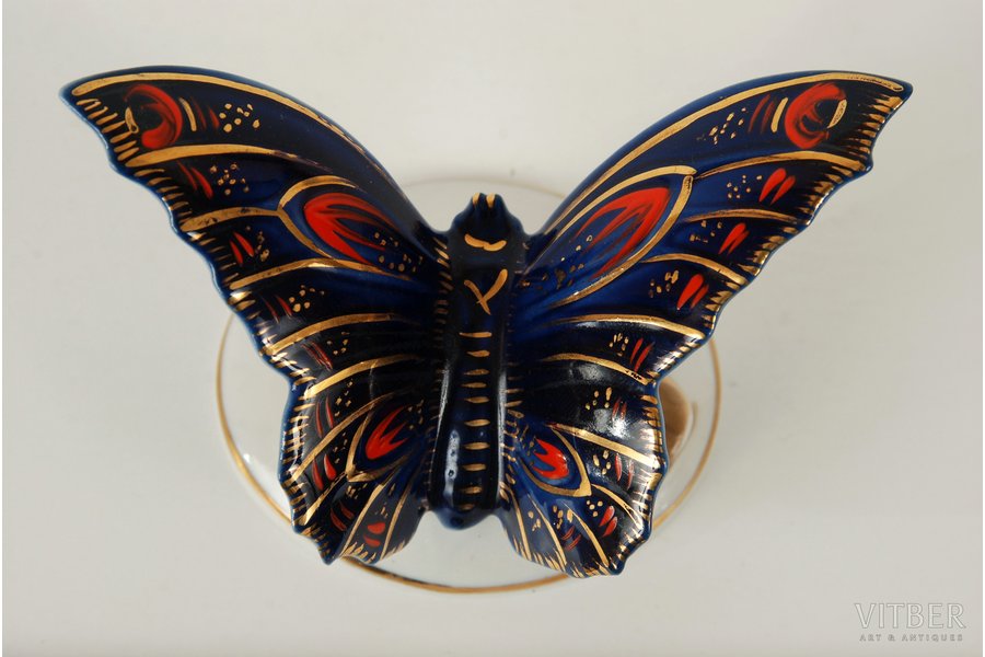 figurine, Blue butterfly, porcelain, Riga (Latvia), USSR, Riga porcelain factory, the 50ies of 20th cent., 5.5 cm