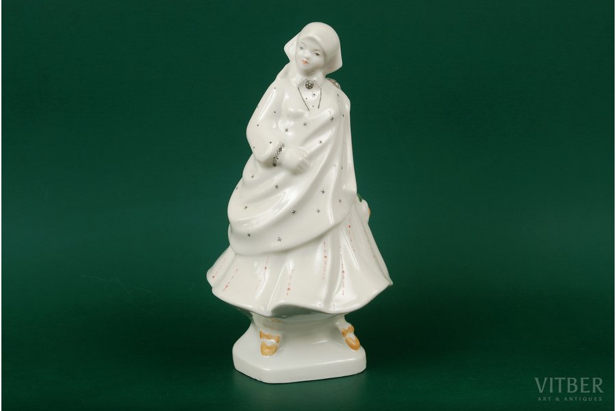 figurine, Folk girl, porcelain, Riga (Latvia), USSR, sculpture's work, molder - Aldona Elfrida Pole-Abolina, the 50ies of 20th cent., 21 cm, 31st/100 exempl.