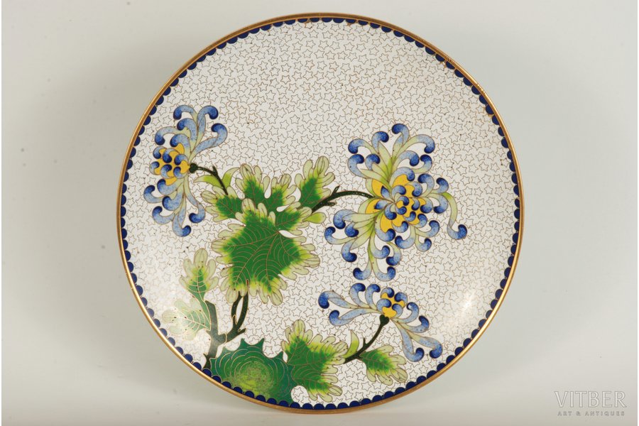 plate, enamel, metal, China, the 40-50ies of 20 cent., 20 cm