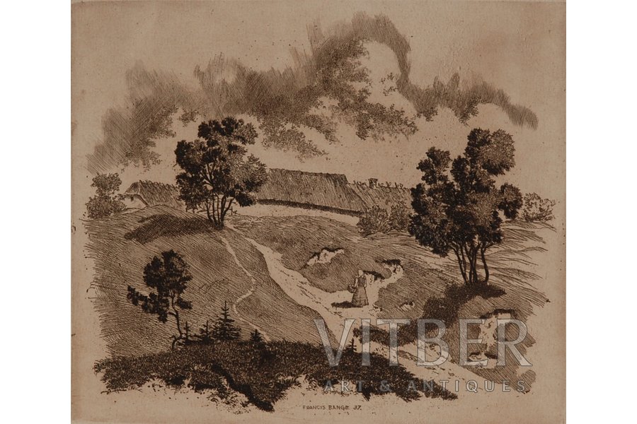 Банге Францис (1895-1974), Сельская тропа, 1937 г., бумага, офорт, 11.5 x 14 см