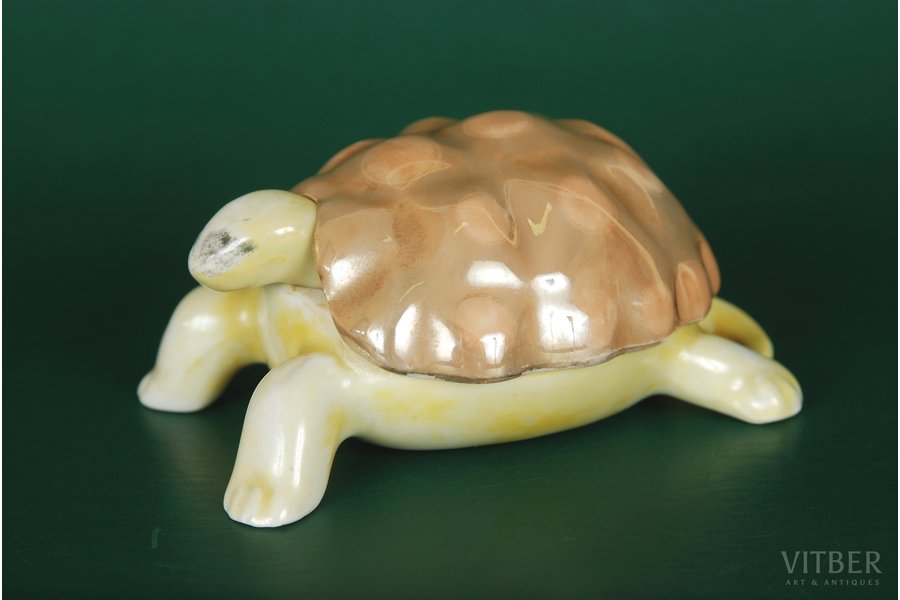 figurine, Mustard-pot kitten - turtle, porcelain, Riga (Latvia), J.K.Jessen manufactory, the 30ties of 20th cent.