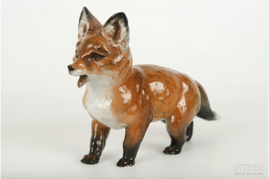 figurine, Fox cub, porcelain, Germany, Rosenthal, the 50ies of 20th cent., 9 cm