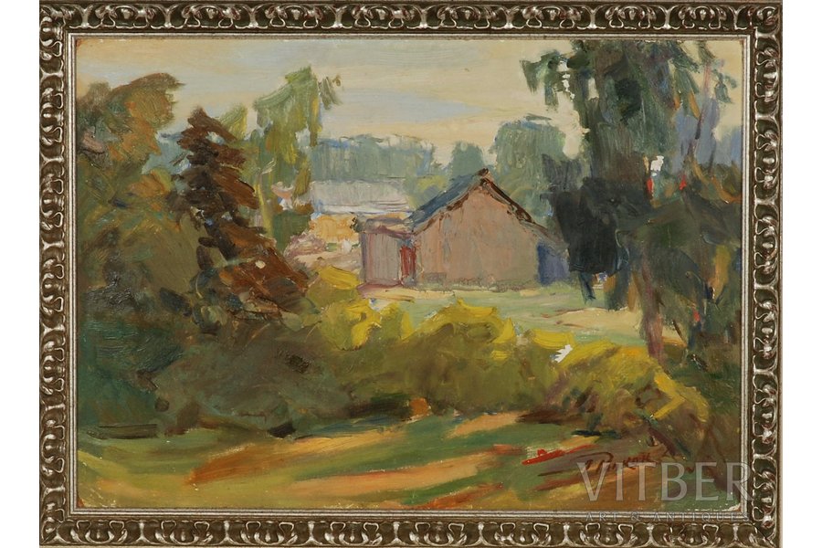 Pankoks Arnolds (1914-2008), Ainava ar mājiņu, kartons, eļļa, 35 x 50 cm