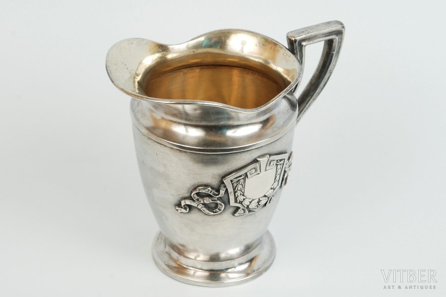 cream jug, silver, 875 standard, 121.2 g, the 20-30ties of 20th cent., Latvia, height 10 cm, Herman Bank