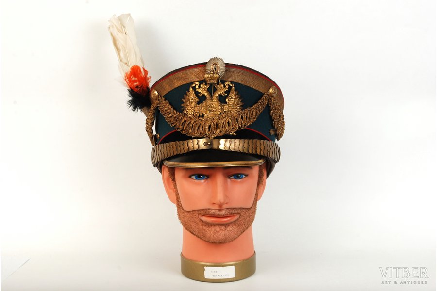 hat, Army artillery general shako, original box, Russia, the beginning of the 20th cent., restoration of the frontal scales