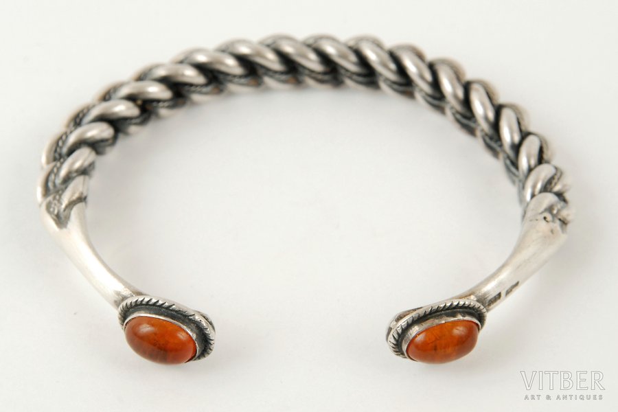 "Namejs", silver, 875 standard, 45.4 g., amber, the 20-30ties of 20th cent., Latvia