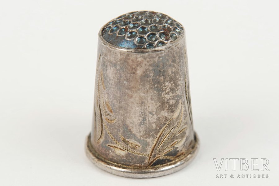 thimble, silver, 875 standard, 3.3 g, the 20-30ties of 20th cent., Latvia