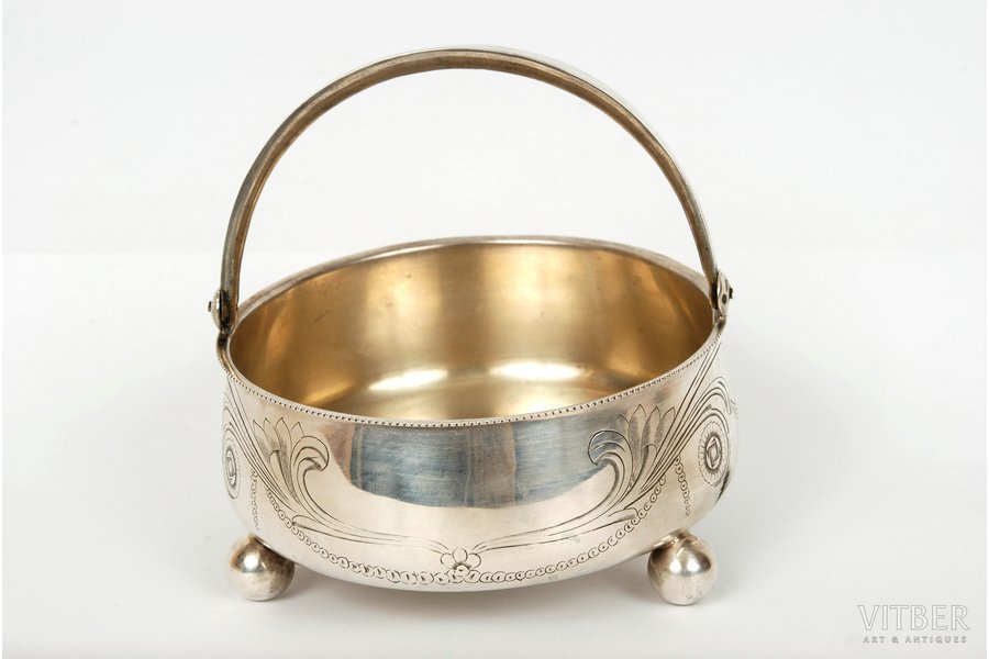 candy-bowl, silver, Ivan Mnekin, 84 standard, 190 g, 1908, Moscow, Russia