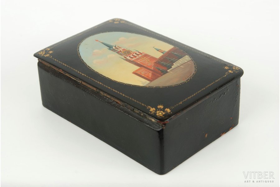 case, Cremlin, handpainted by Sidorov, USSR, the 60-80ies of 20th cent., 4.5 x 13 x 9 cm