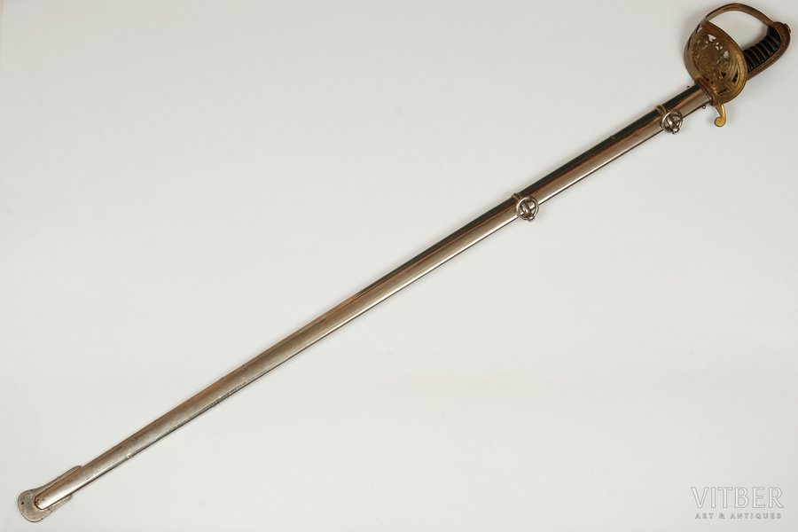 zobens, Latvijas armijas parādes virsnieku atvieglotais zobens "Alexander Coppel" ar makstu, 102 cm, Latvija, 20 gs. 30tie gadi