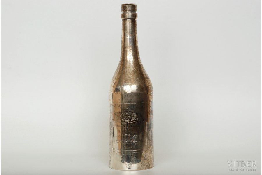 бутылка, серебро, Государственная водка, 875 проба, 361.1 г, 20-30е годы 20го века, Латвия, высота 27 см