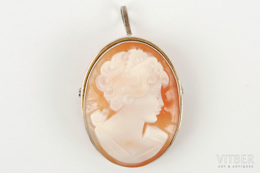 Cameo on a sea-shell, silver, 800 standard, 5.6 g., the size of the ring 2.5 х 3.5, the beginning of the 20th cent., Germany