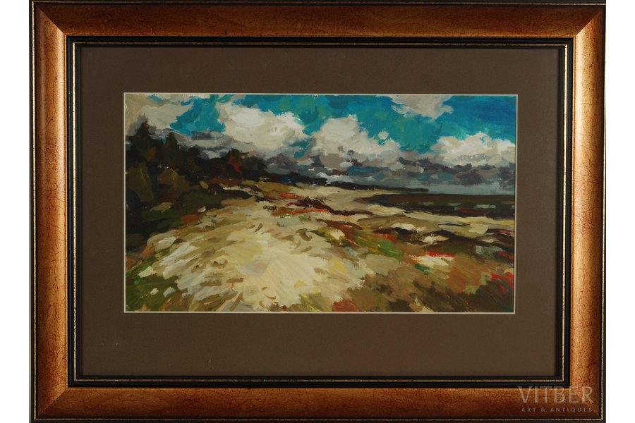 Skulme Jurgis (1928-2015), Jurmala beach, carton, oil, 21.5 x 38.5 cm