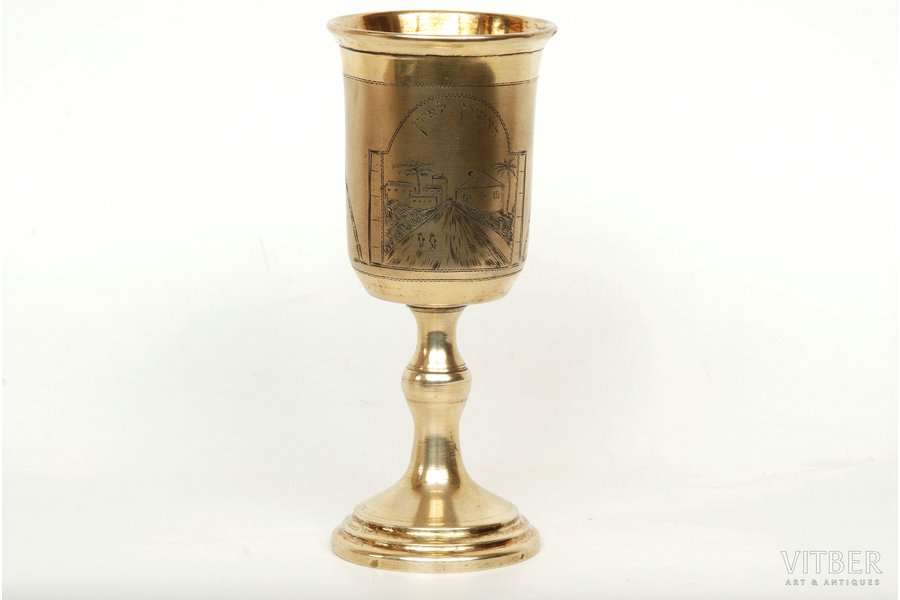 little glass, silver, gilding, judaica, 875 standard, 61.4 g, 1931, Latvia, height 13 cm