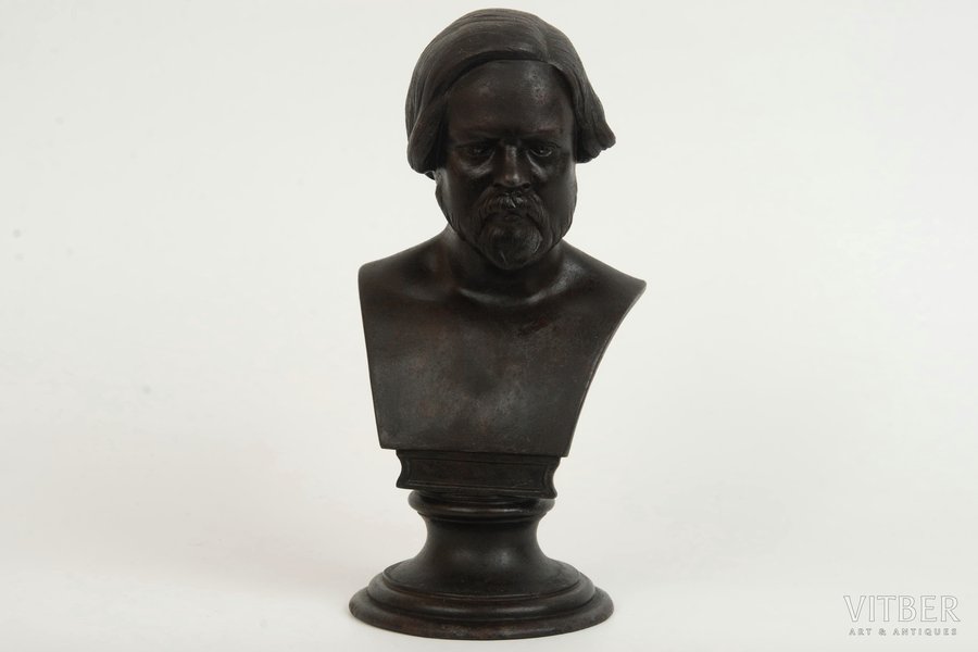 bust, Glinka, cast iron, 15 cm, Russia, Kasli, 1896, moulder M.Torokin