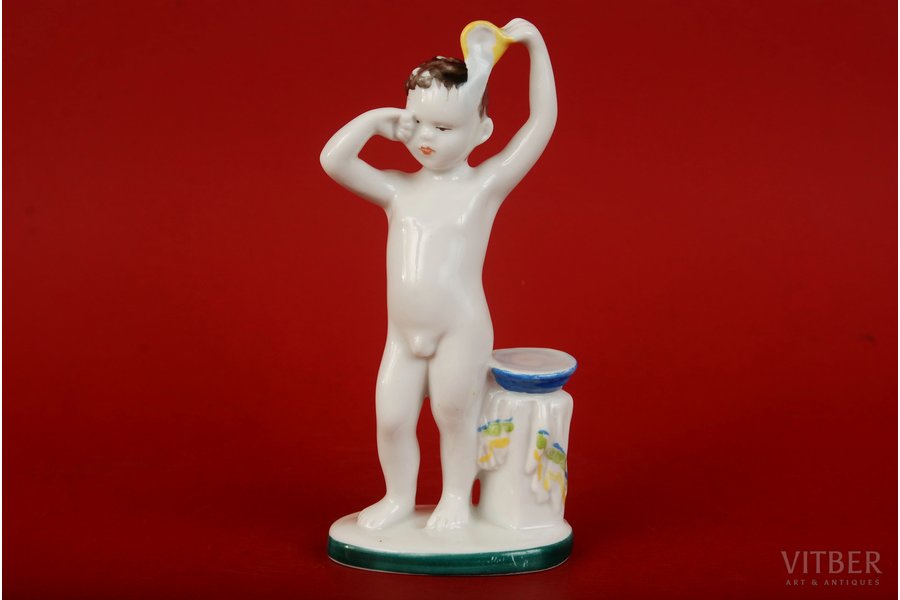 statuete, Rīts, porcelāns, PSRS, LFZ - Lomonosova porcelāna rūpnīca, modeļa autors - Galina Stolbova, 14 cm, 1959. g.