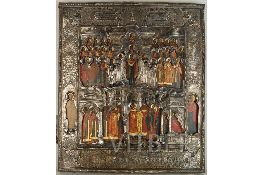 Покров Пресвятой Богородицы, доска, серебро, 84 проба, Российская империя, 19-й век, 35.5 x 30 см