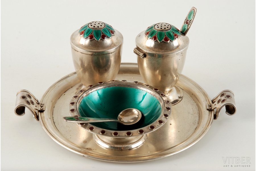 set for spices, silver, Tallinn manufactory, 916 standard, 164.4 g, the 60-80ies of 20th cent., USSR