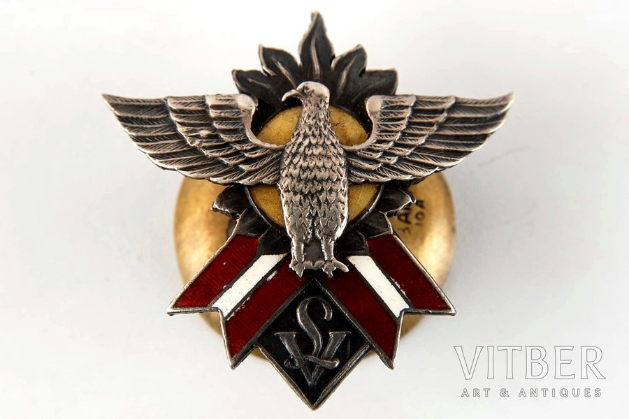 badge, "Latvijas vanagi" (Latvian hawks), silver, Latvia, 20-30ies of 20th cent.