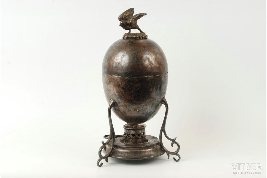 egg boiler, Genniger & Co, 25 x 11 cm, silver plated, metal, Russia, Poland, the beginning of the 20th cent.