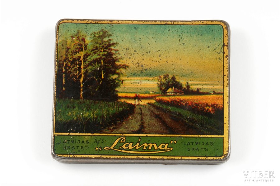 коробочка, A/S Laima, вид Латвии, металл, Латвия, ~ 1940 г.