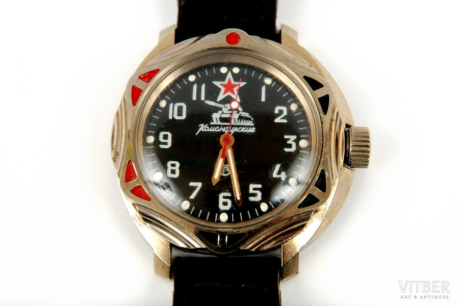 rokas pulkstenis, "Komandirskije", PSRS, 20. gs. 80tie gadi, metāls, zeltījums