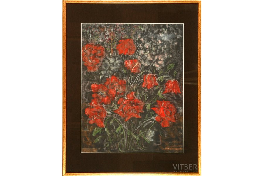Metuzals Eduards (1889–1978), "Poppies", 1975, paper, pastel, 48 x 38 cm