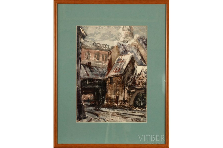 Андерсонс Эдвинс (1929-1996), "Старая Рига", бумага, акварель, 33 х 24 см
