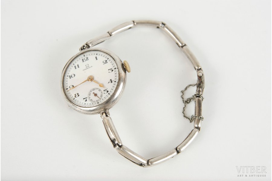 pocket watch, "Omega", women's bracelet, USSR, the 20-30ties of 20th cent., silver, working