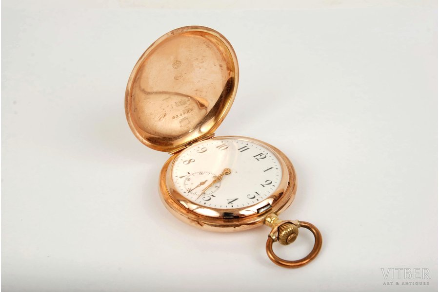 kabatas pulkstenis, M.B. & Co, zelts, 585 prove, darbdērīgā stāvoklī, 5.3 cm
