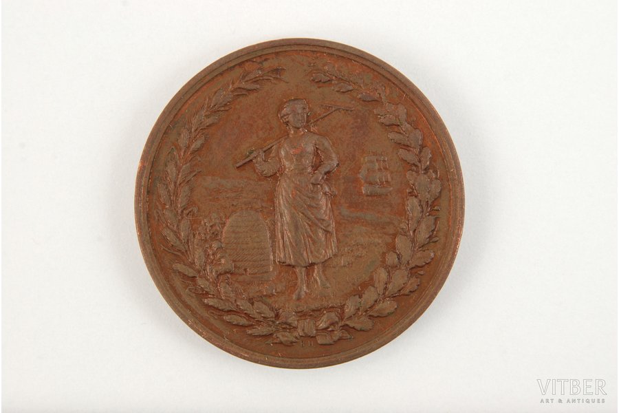 table medal, For diligence, Mitava agriculture society, Russia, 19th cent. 2nd part, 39 x 4 mm, 29.60 g