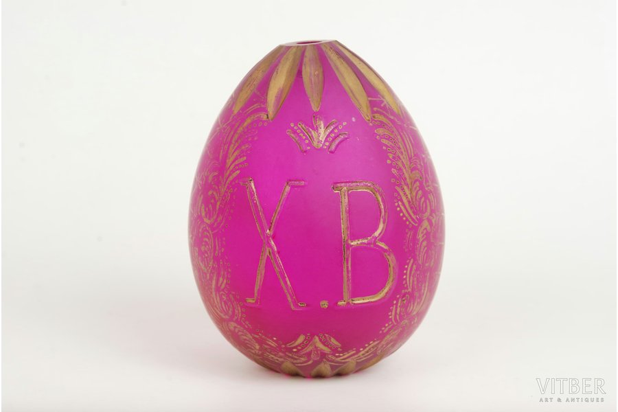 Egg, 9 x 7 cm, glass, Russia, the beginning of the 20th cent., private factories