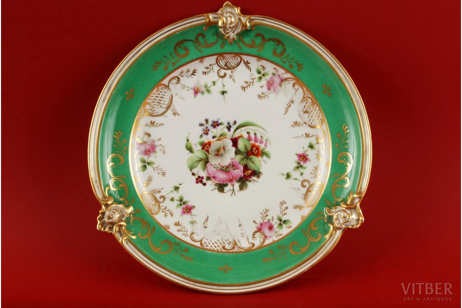 decorative plate, Kornilov Brothers manufactory, Russia, the 19th cent., 23.5 cm, hand-painted
