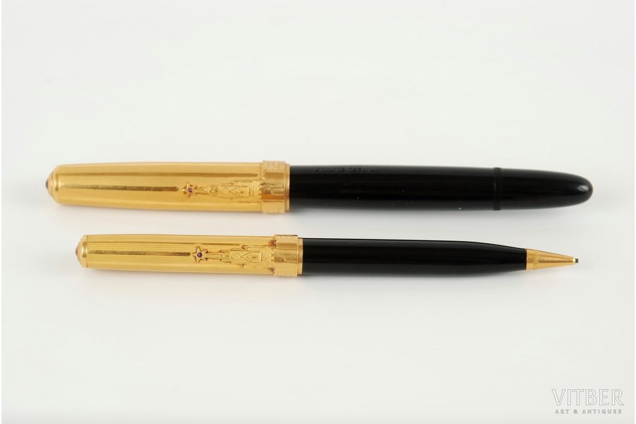 rakstāmlieta, Zīmulis un pildspalva "Zelta spalva", metāls, PSRS, 20. gs. 60-80tie gadi